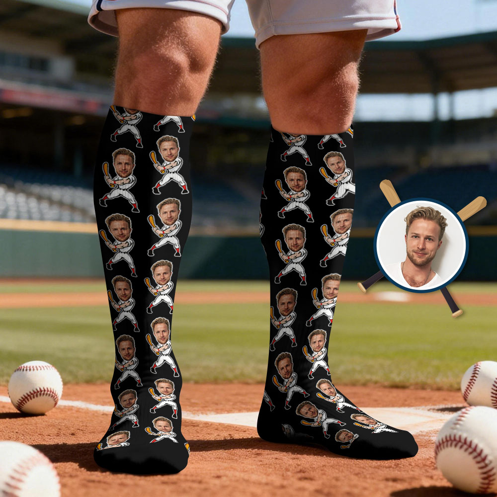 Personalisierte Kniestrümpfe Mit Individueller Gesichtskompression, Kniestrümpfe Mit Sportmotiv, Geschenk Für Sportler