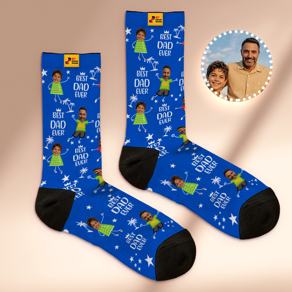 Benutzerdefinierte Gesichtssocken, Personalisierte Fotosocken Für Papa, Vatertagsgeschenk - MyFaceSocksDE