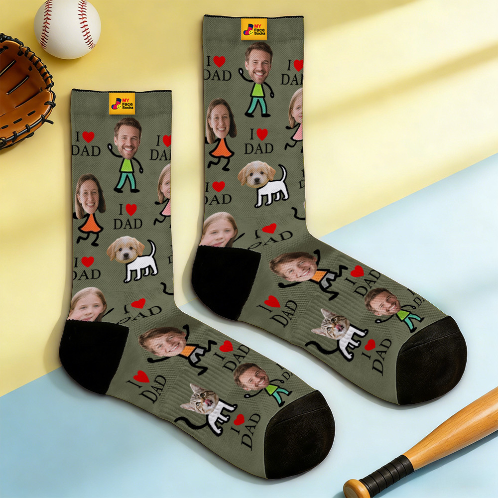 Personalisierte Socken Mit Gesichtern, Individuelle Lustige Fotosocken Für Papa, Vatertagsgeschenk - MyFaceSocksDE