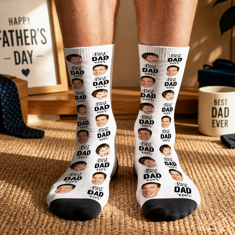 Personalisierte Fotosocken Für Papa, Individuelle Gesichtssocken, Vatergeburtstagsgeschenk - MyFaceSocksDE
