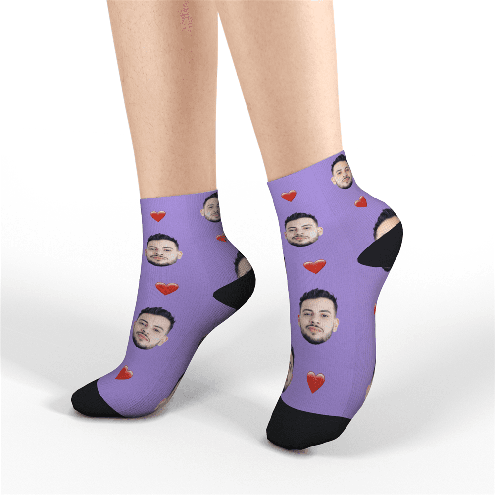 Kundenspezifische Kurze Socken Kundenspezifische Gesichtssocken Sommergeschenke - Herz - GesichtSocken