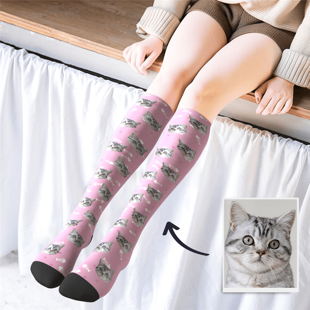 Benutzerdefinierte Foto Kniestrümpfe Haustier Katze - GesichtSocken