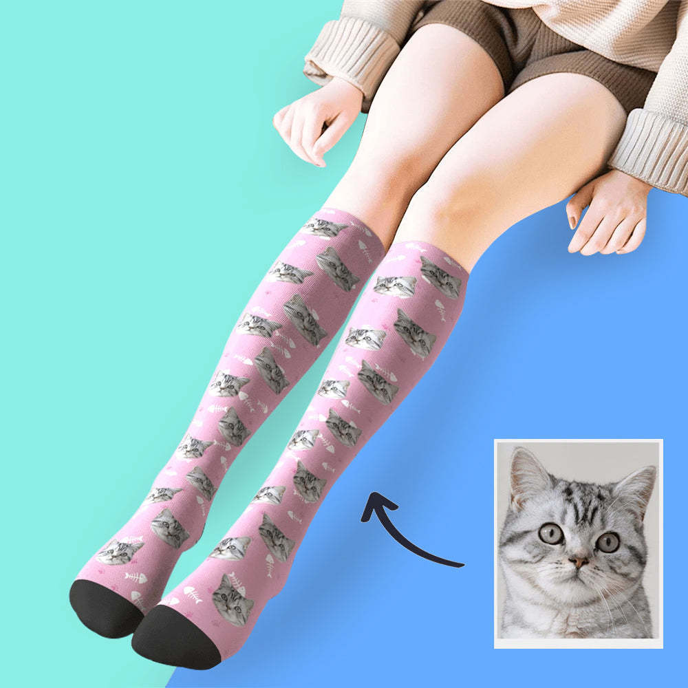 Benutzerdefinierte Foto Kniestrümpfe Haustier Katze - GesichtSocken