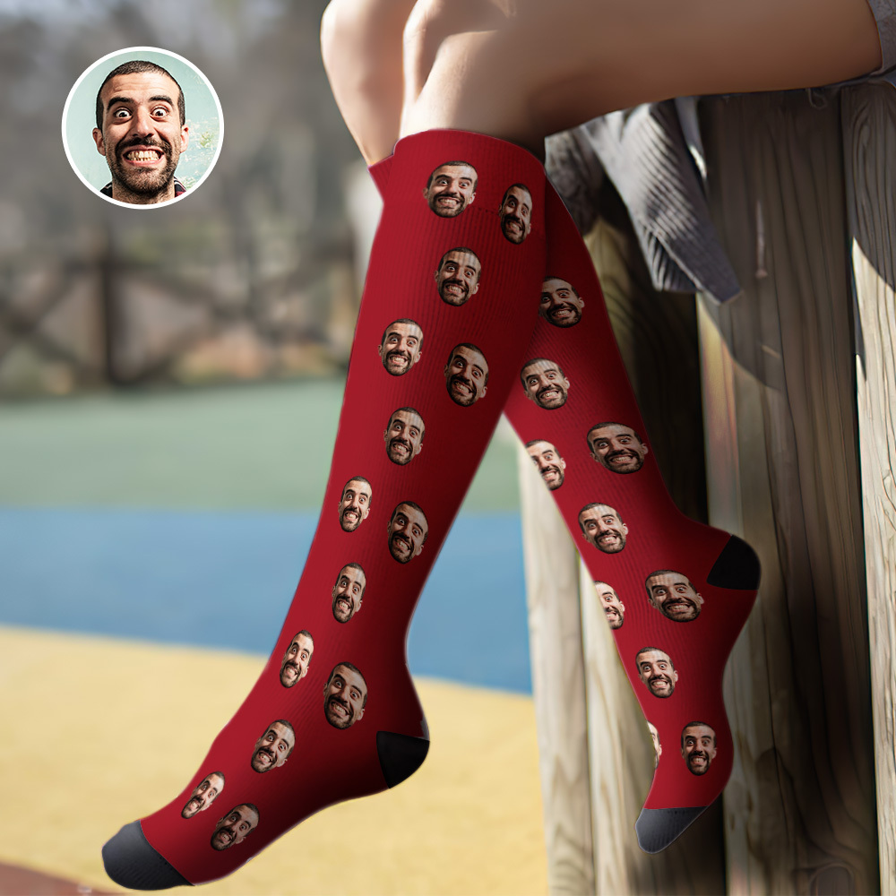 Maßgeschneiderte Kniehohe Gesichtssocken Sommersocken – Volles Gesichtsrosa
