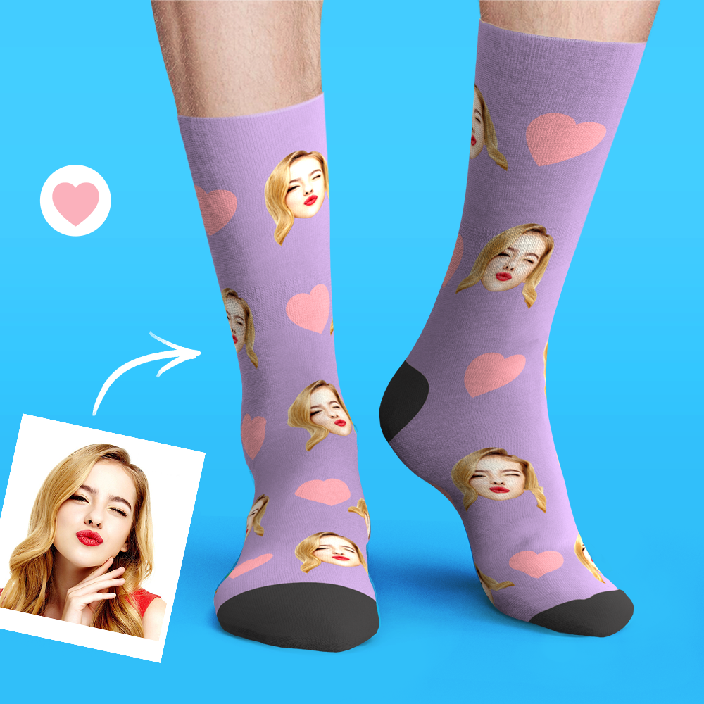 Benutzerdefinierte Personalisierte Foto Emoticons Gesicht Socken-liebe Herz - GesichtSocken