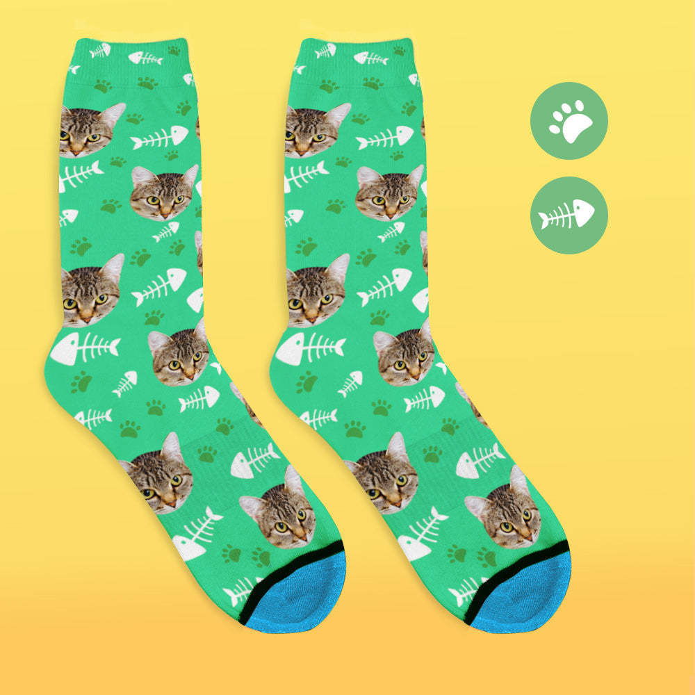 Benutzerdefinierte 3D Digitaldruck Gesicht Socken Bildern und Namen Hinzufügen - Katze