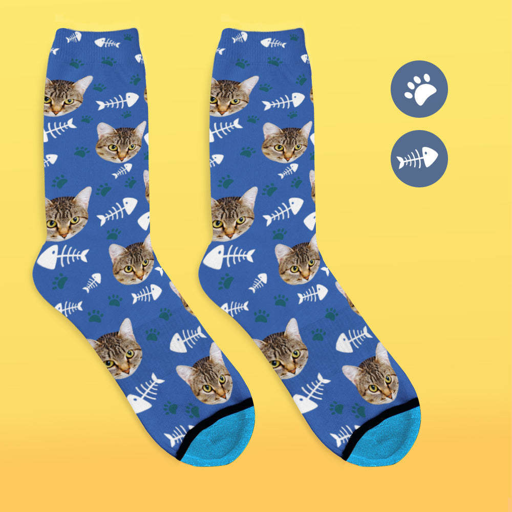 Benutzerdefinierte 3D Digitaldruck Gesicht Socken Bildern und Namen Hinzufügen - Katze