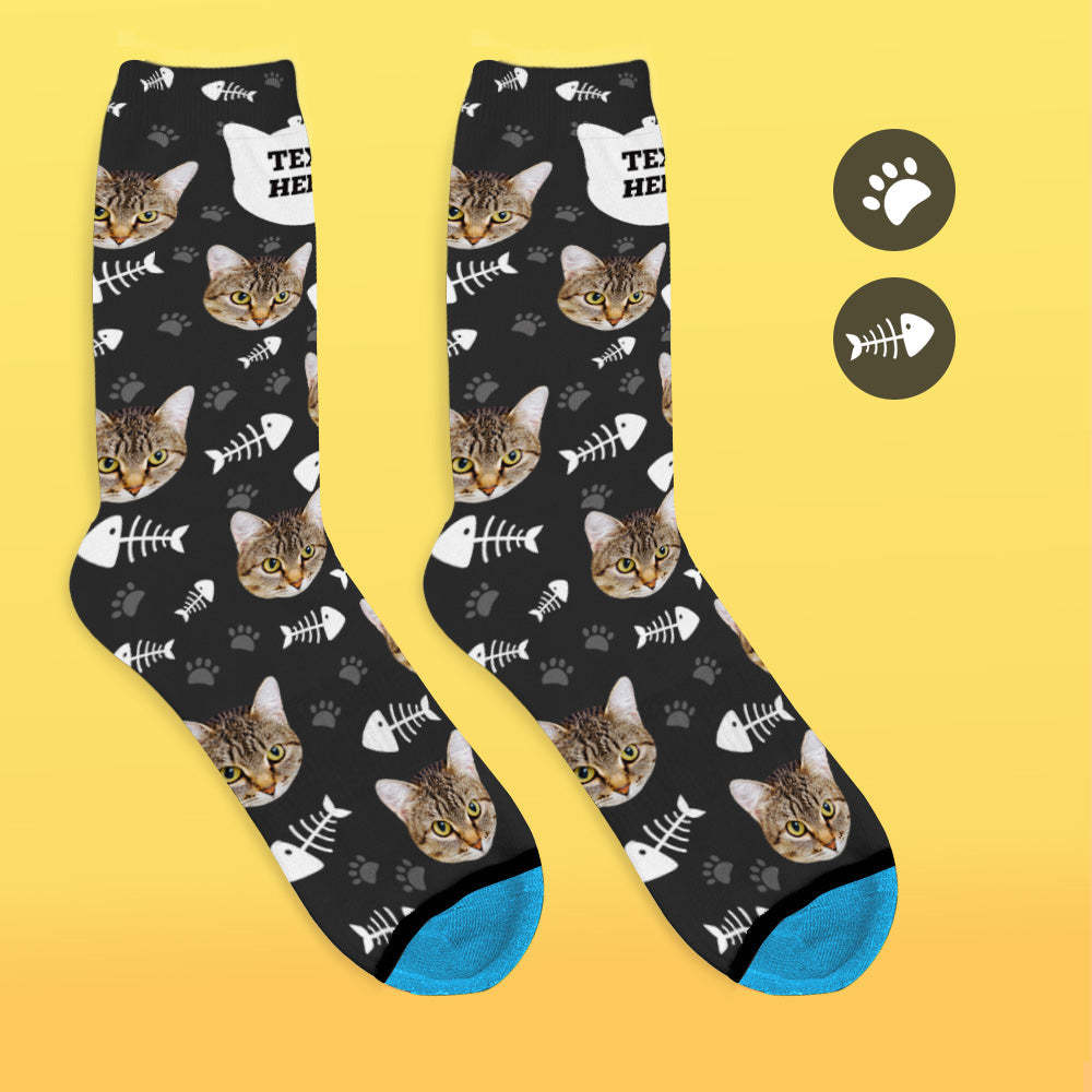 Benutzerdefinierte 3D Digitaldruck Gesicht Socken Bildern und Namen Hinzufügen - Katze