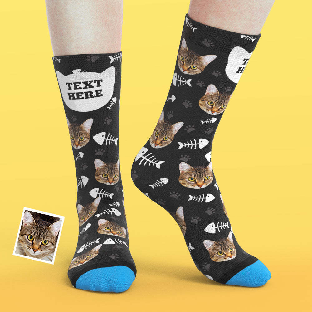 Benutzerdefinierte 3D Digitaldruck Gesicht Socken Bildern und Namen Hinzufügen - Katze