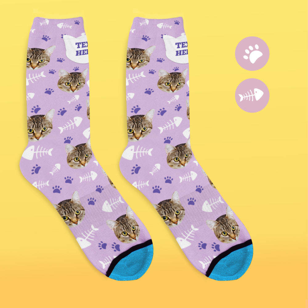 Benutzerdefinierte 3D Digitaldruck Gesicht Socken Bildern und Namen Hinzufügen - Katze