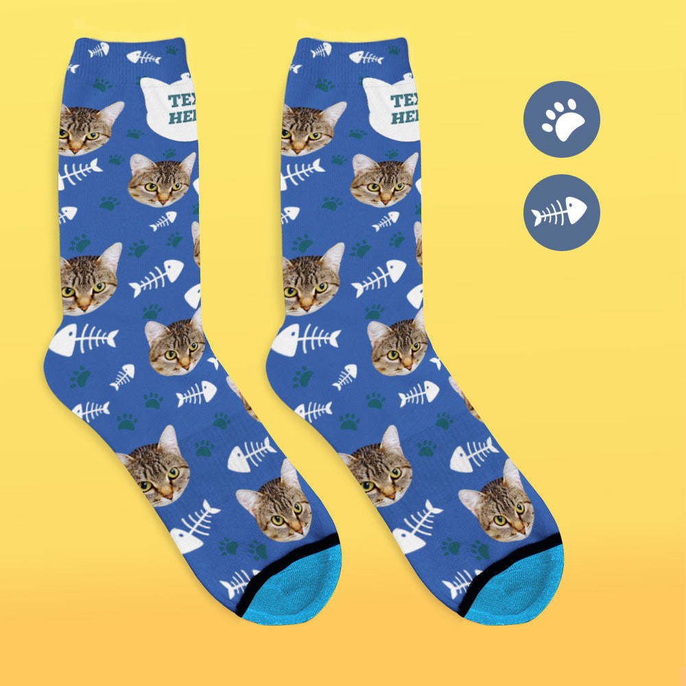 Benutzerdefinierte 3D Digitaldruck Gesicht Socken Bildern und Namen Hinzufügen - Katze