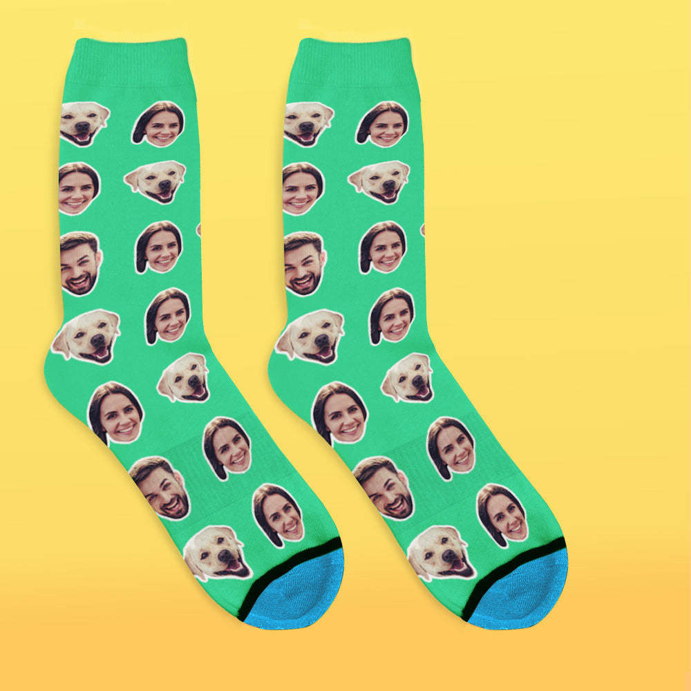 Benutzerdefinierte 3D Digitaldruck Gesicht Socken Bildern und Namen Hinzufügen - Zwei Gesichter