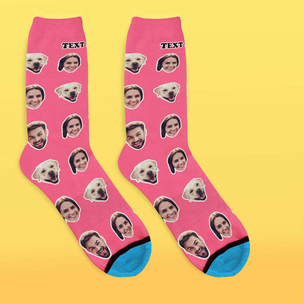 Benutzerdefinierte 3D Digitaldruck Gesicht Socken Bildern und Namen Hinzufügen - Zwei Gesichter