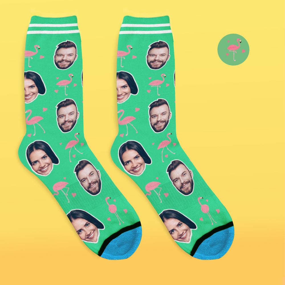 Benutzerdefinierte 3D Digitaldruck Gesicht Socken Bildern und Namen Hinzufügen - Flamingo