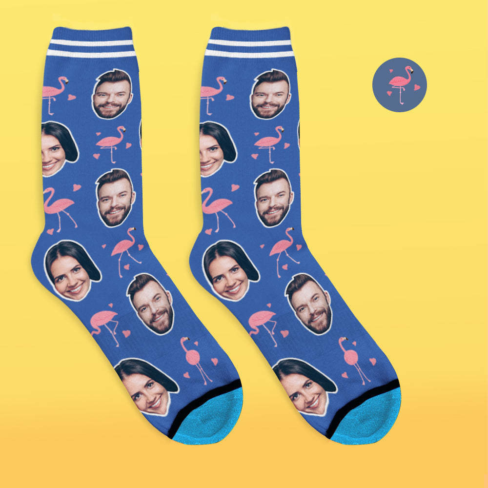Benutzerdefinierte 3D Digitaldruck Gesicht Socken Bildern und Namen Hinzufügen - Flamingo