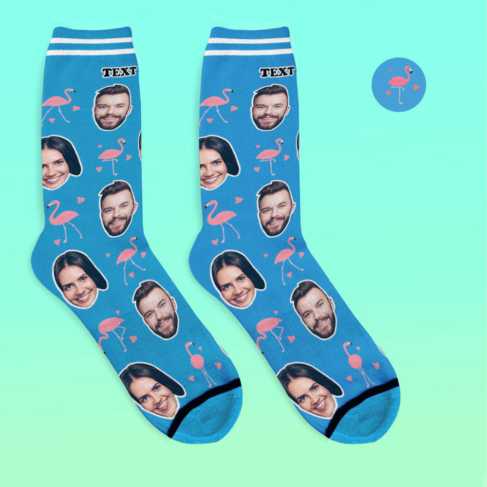 Benutzerdefinierte 3D Digitaldruck Gesicht Socken Bildern und Namen Hinzufügen - Flamingo