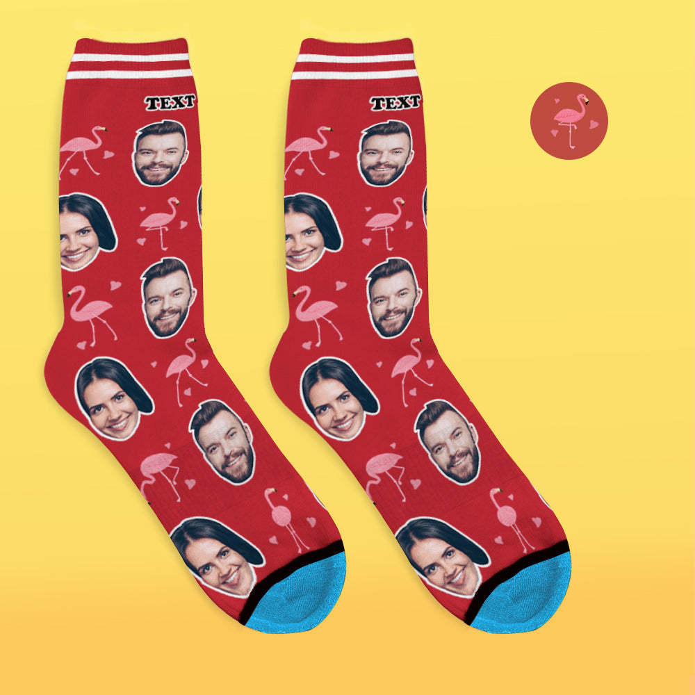 Benutzerdefinierte 3D Digitaldruck Gesicht Socken Bildern und Namen Hinzufügen - Flamingo