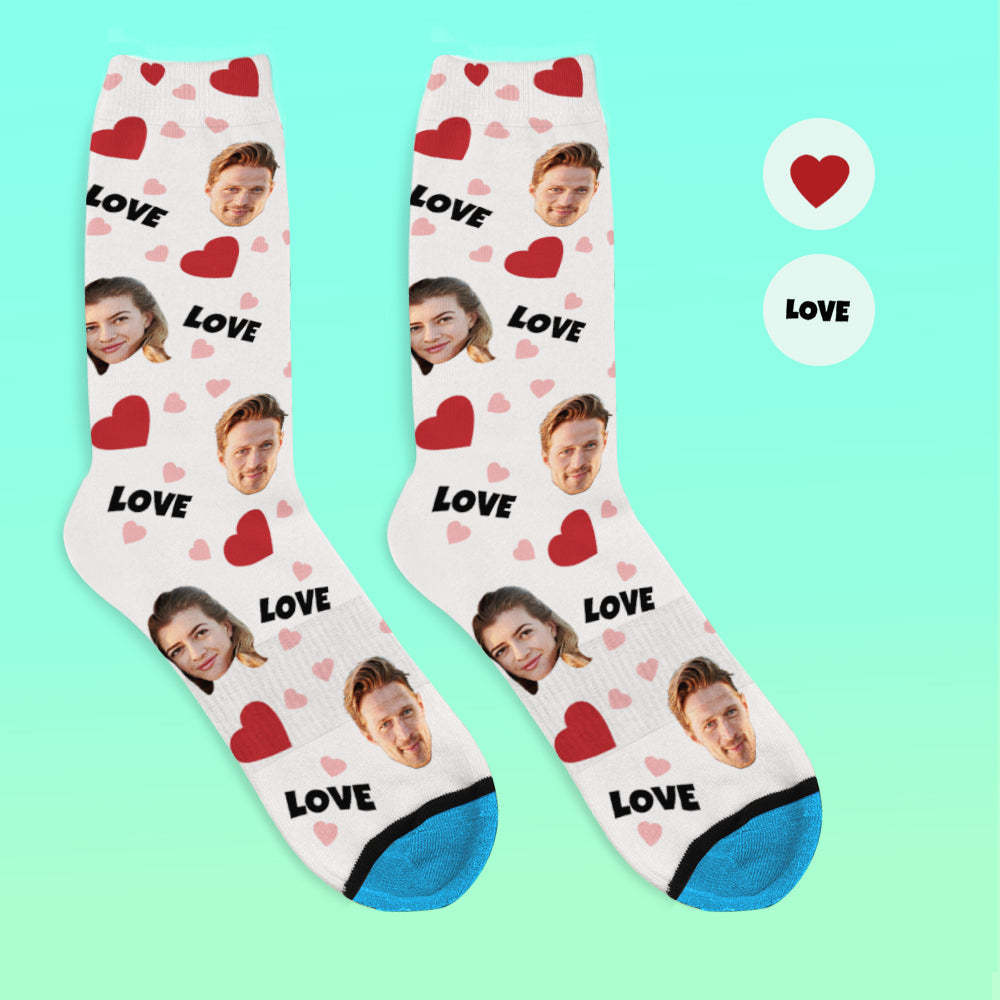 Benutzerdefinierte 3D Digitaldruck Gesicht Socken Bildern und Namen Hinzufügen - Liebe