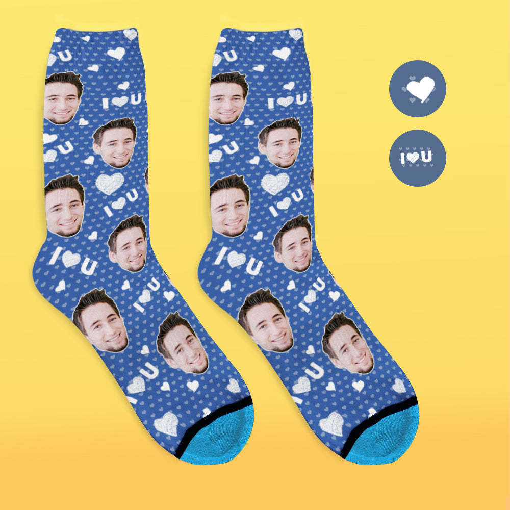 Benutzerdefinierte 3D Digitaldruck Gesicht Socken Bildern und Namen Hinzufügen - Ich liebe dich