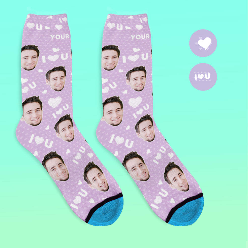 Benutzerdefinierte 3D Digitaldruck Gesicht Socken Bildern und Namen Hinzufügen - Ich liebe dich