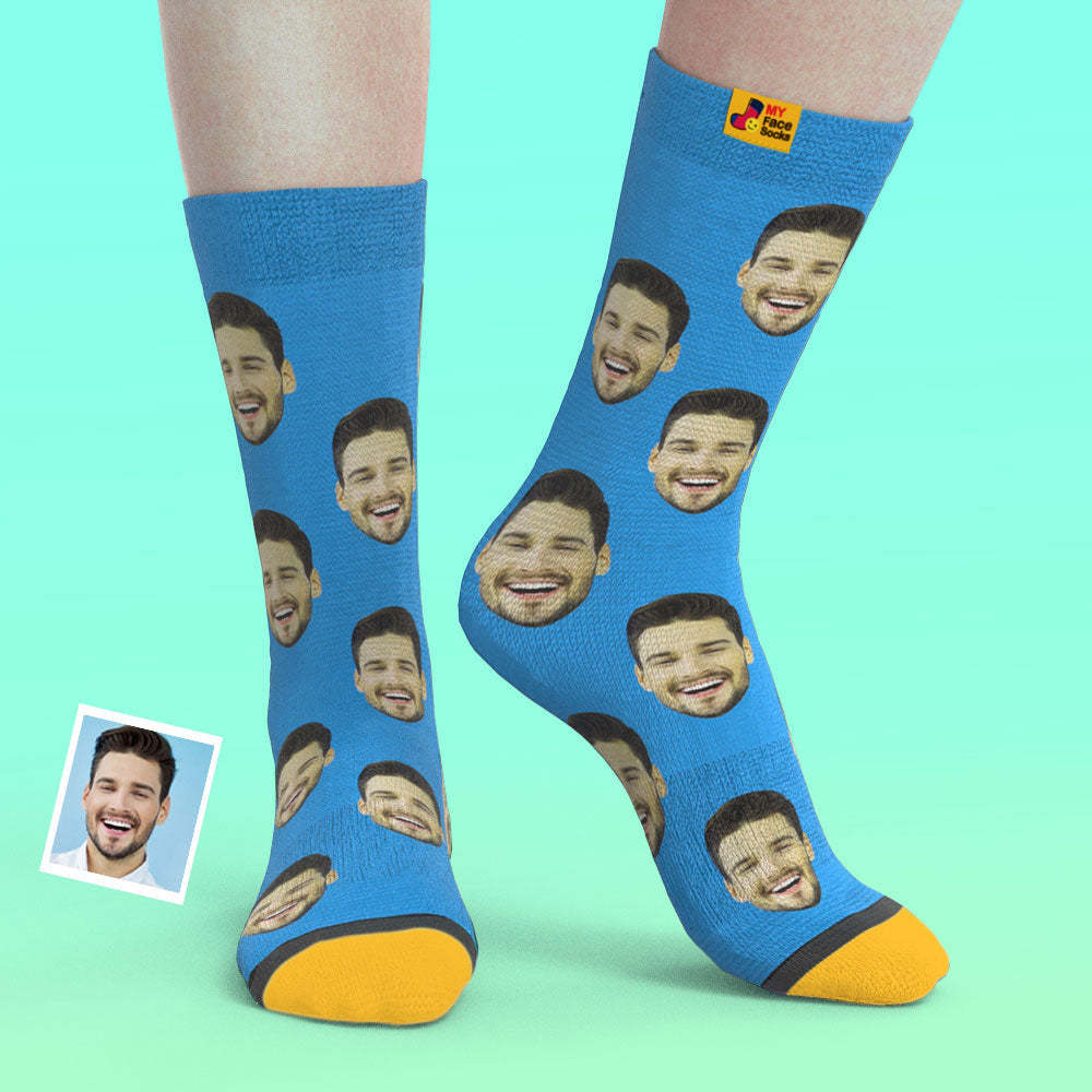 Benutzerdefinierte 3d-vorschau Socken My Face Socken Fügen Sie Bilder Und Namen Hinzu - Bunt - GesichtSocken