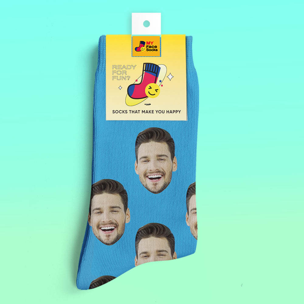 Benutzerdefinierte 3d-vorschau Socken My Face Socken Fügen Sie Bilder Und Namen Hinzu - Bunt - GesichtSocken