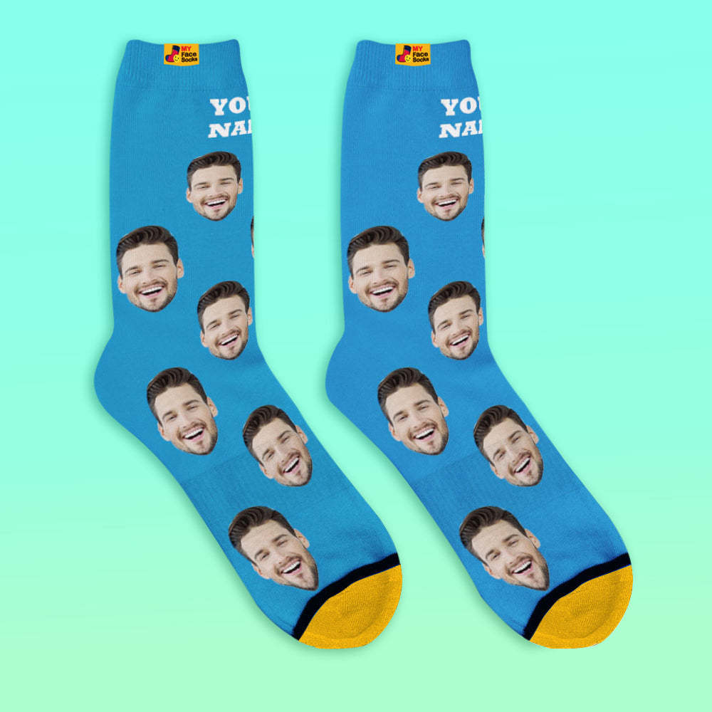 Benutzerdefinierte 3d-vorschau Socken My Face Socken Fügen Sie Bilder Und Namen Hinzu - Bunt - GesichtSocken