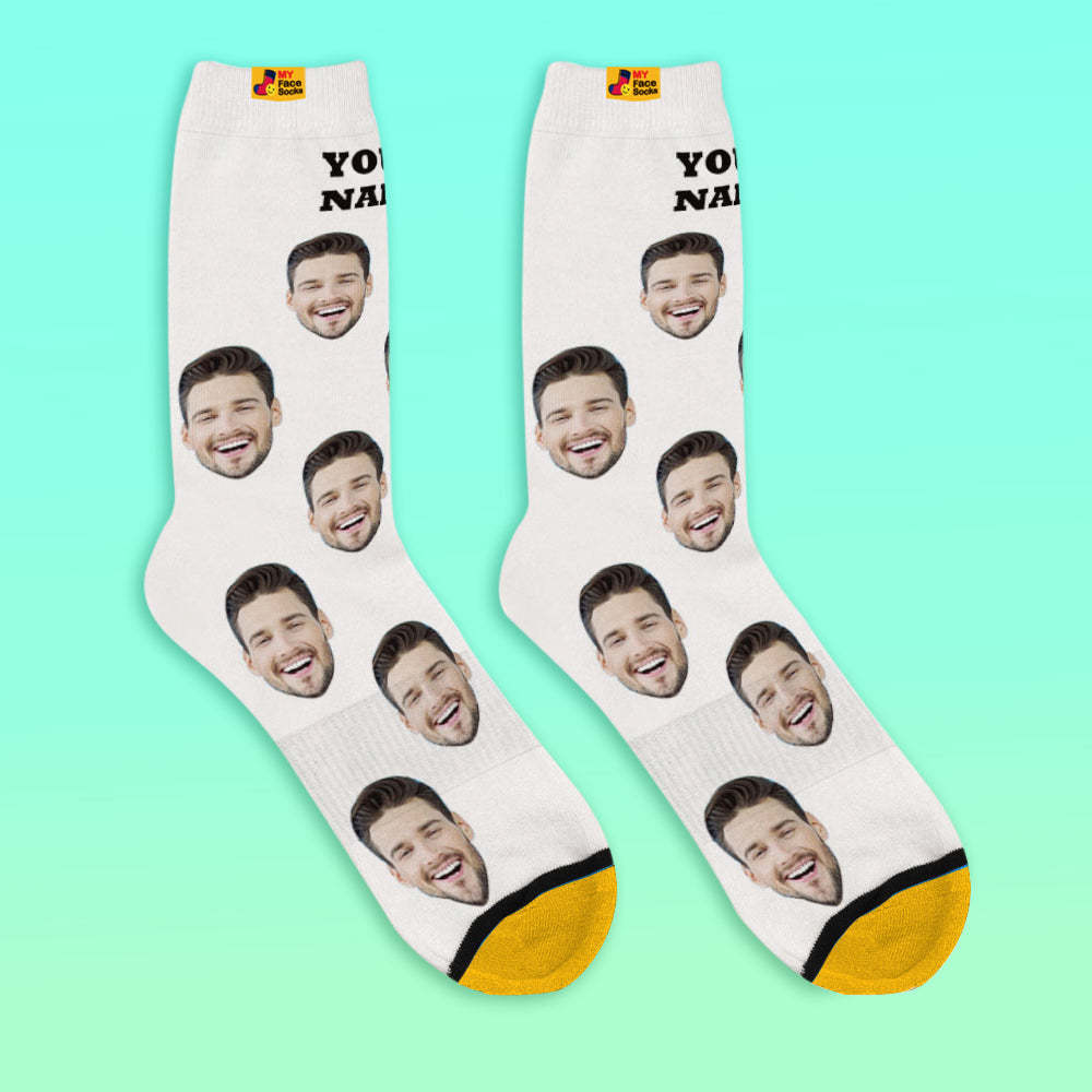 Benutzerdefinierte 3D-Socken mit Digitaldruck Meine Gesichtssocken Fügen Sie Bilder und Namen hinzu - Bunt