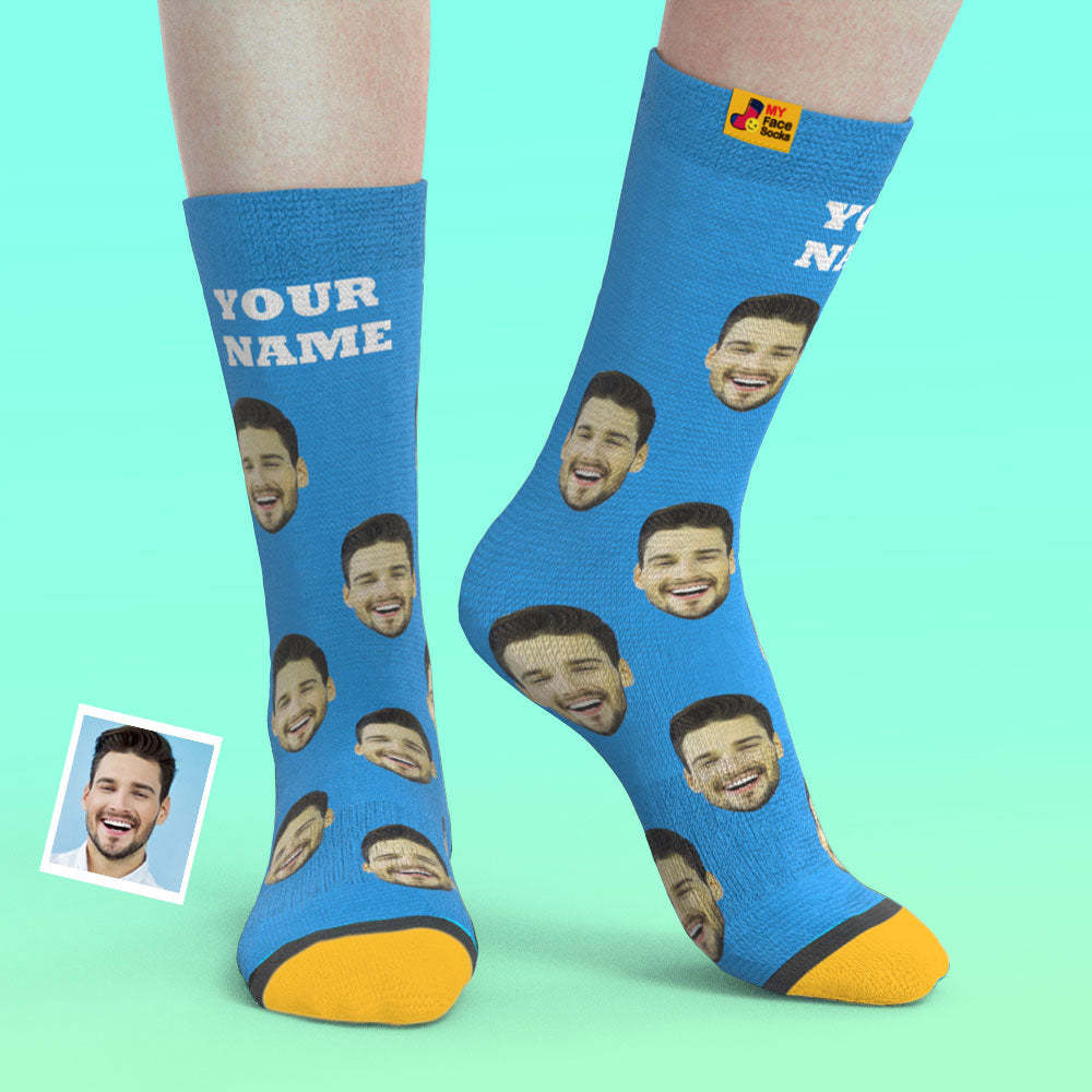 Benutzerdefinierte 3d-vorschau Socken My Face Socken Fügen Sie Bilder Und Namen Hinzu - Bunt - GesichtSocken