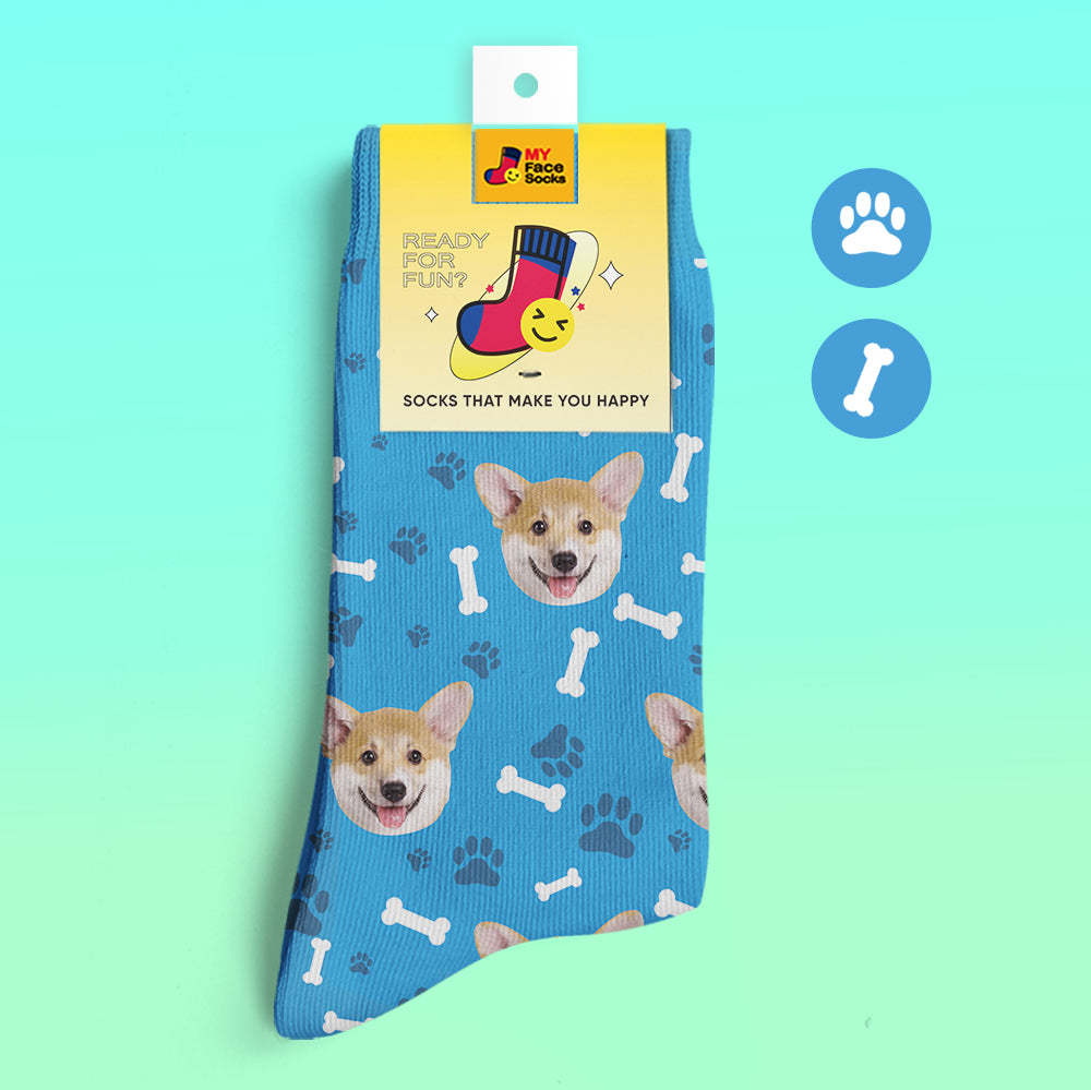 Benutzerdefinierte 3d-vorschau Socken My Face Socken Fügen Sie Bilder Und Namen Hinzu - Hund - GesichtSocken