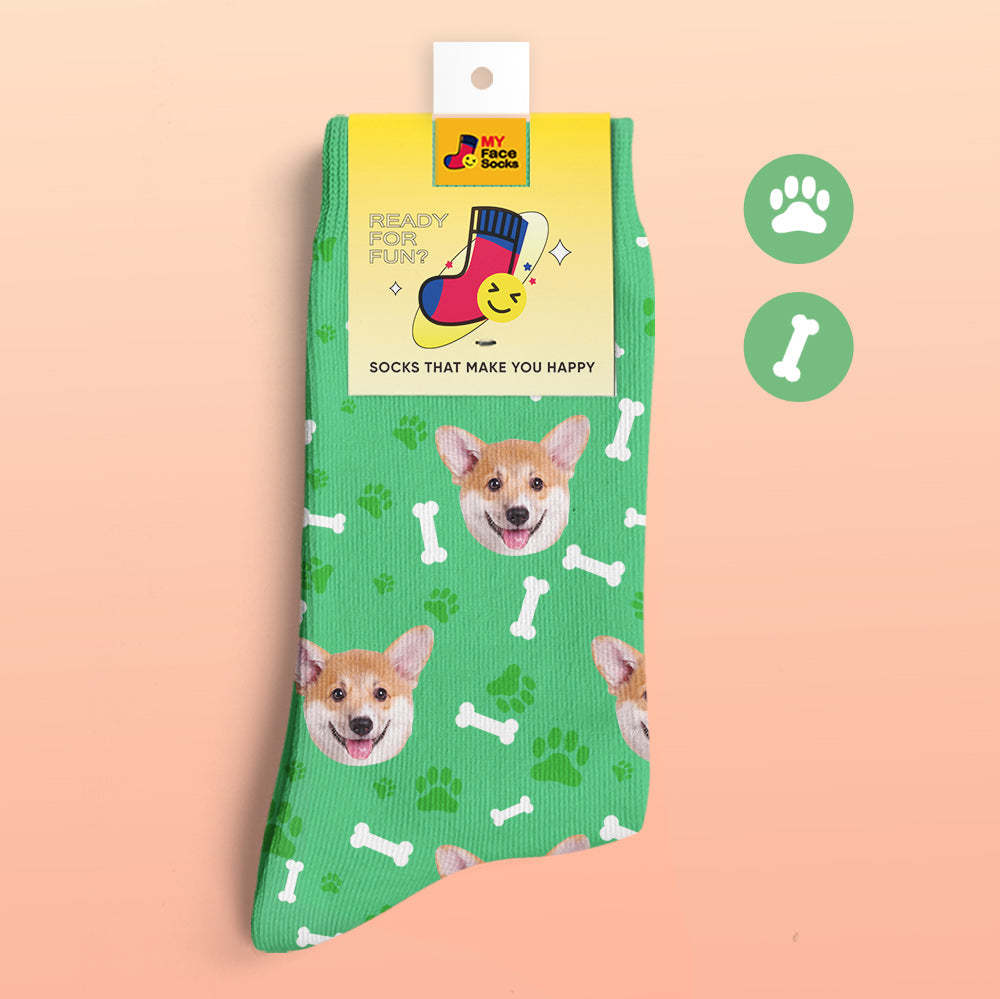 Benutzerdefinierte 3d-vorschau Socken My Face Socken Fügen Sie Bilder Und Namen Hinzu - Hund - GesichtSocken