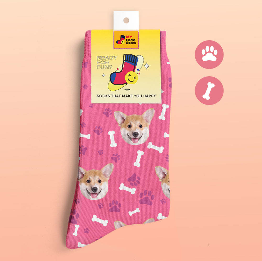 Benutzerdefinierte 3d-vorschau Socken My Face Socken Fügen Sie Bilder Und Namen Hinzu - Hund - GesichtSocken