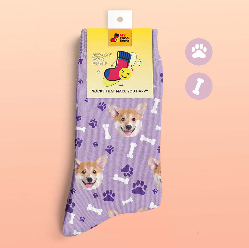 Benutzerdefinierte 3d-vorschau Socken My Face Socken Fügen Sie Bilder Und Namen Hinzu - Hund - GesichtSocken