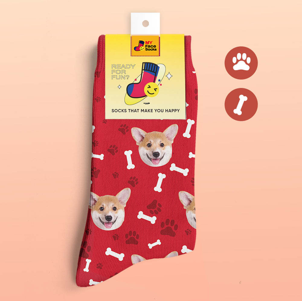 Benutzerdefinierte 3d-vorschau Socken My Face Socken Fügen Sie Bilder Und Namen Hinzu - Hund - GesichtSocken