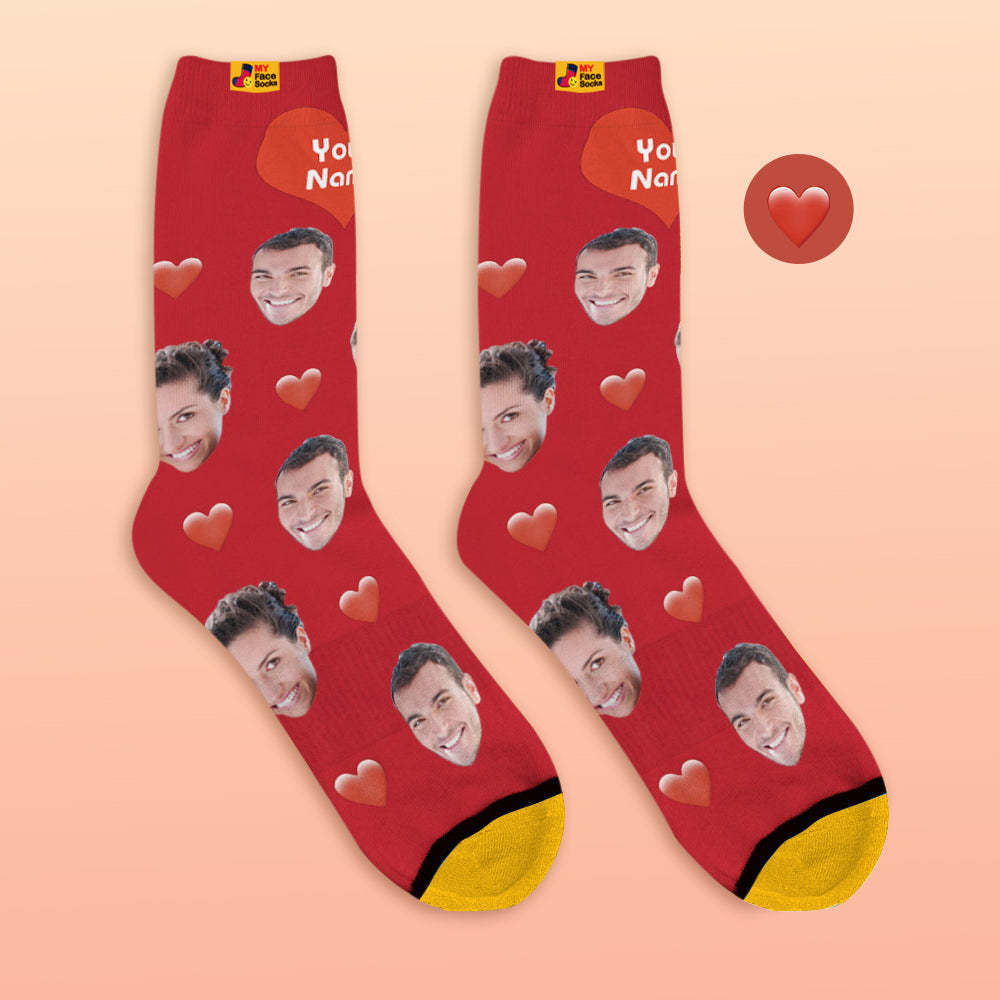Benutzerdefinierte 3D-Socken mit Digitaldruck Meine Gesichtssocken Fügen Sie Bilder und Namen hinzu - Herz