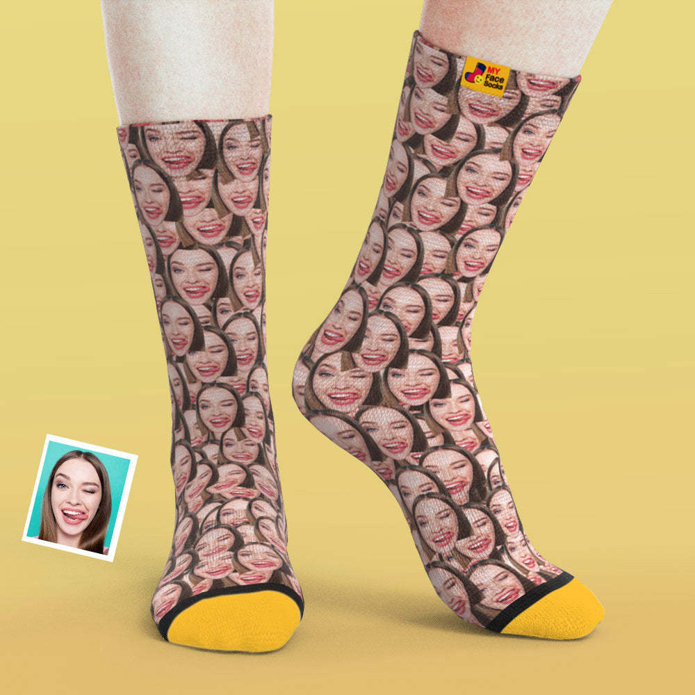Benutzerdefinierte 3D-Socken mit Digitaldruck Meine Gesichtssocken Fügen Sie Bilder und Namen hinzu - Gesichtsmaische