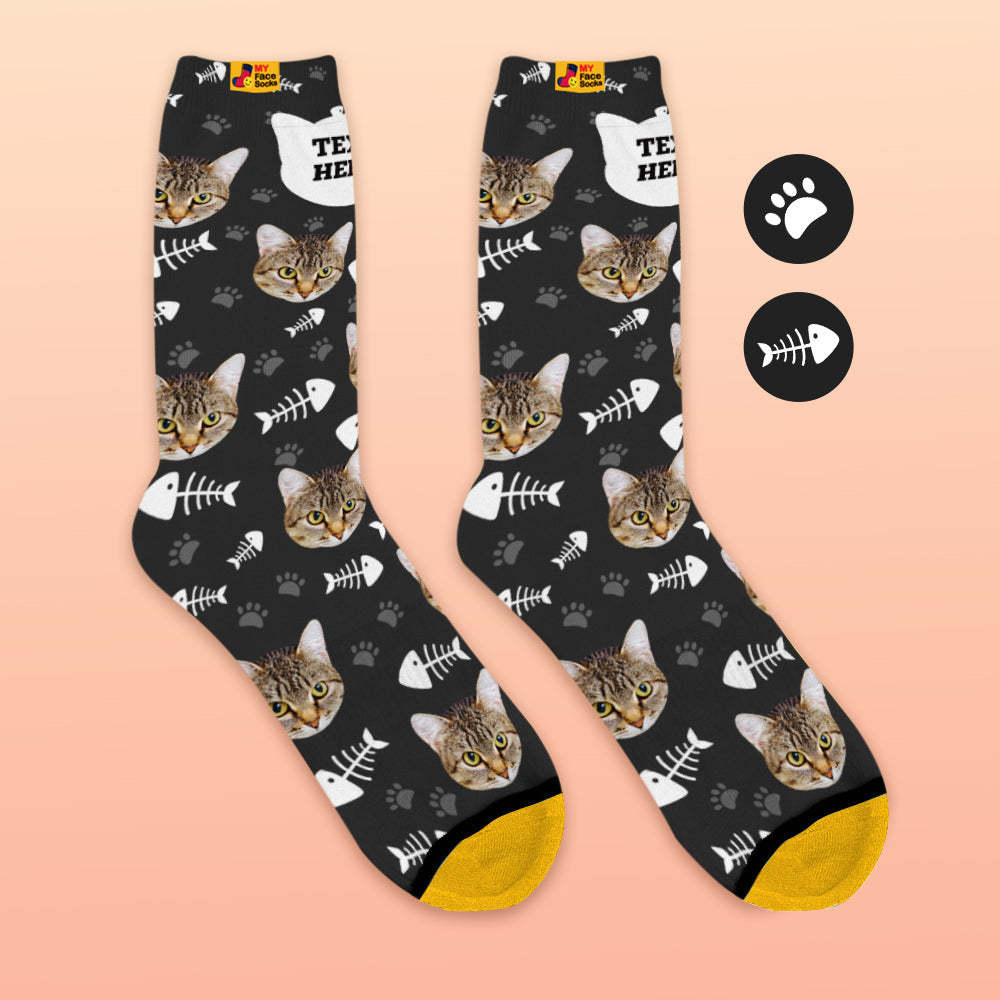 Benutzerdefinierte 3D-Socken mit Digitaldruck Meine Gesichtssocken Fügen Sie Bilder und Namen hinzu - Katze