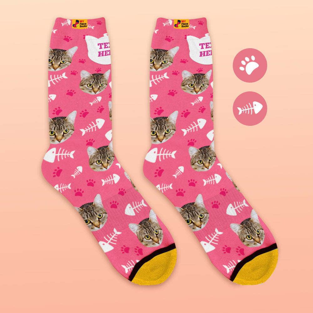 Benutzerdefinierte 3D-Socken mit Digitaldruck Meine Gesichtssocken Fügen Sie Bilder und Namen hinzu - Katze