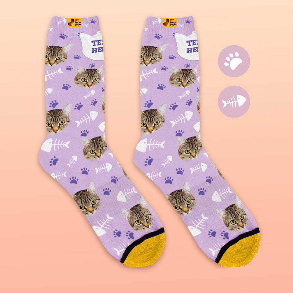 Benutzerdefinierte 3D-Socken mit Digitaldruck Meine Gesichtssocken Fügen Sie Bilder und Namen hinzu - Katze