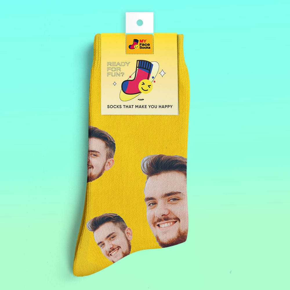 Benutzerdefinierte 3D-Socken mit Digitaldruck Meine Gesichtssocken Fügen Sie Bilder und Namen hinzu - Dein Gesicht