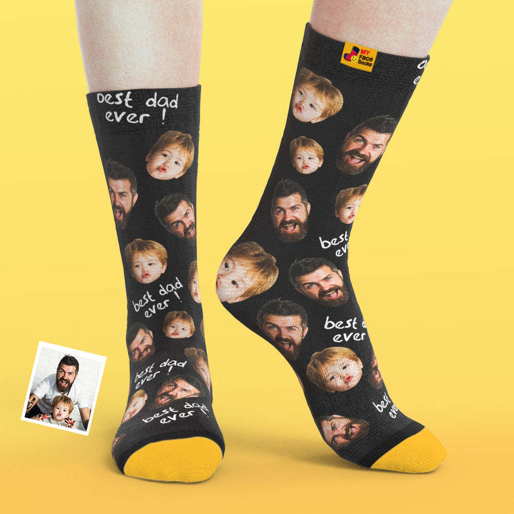Benutzerdefinierte 3D-Socken mit Digitaldruck Meine Gesichtssocken Fügen Sie Bilder und Namen hinzu - Bester Vater den es gib