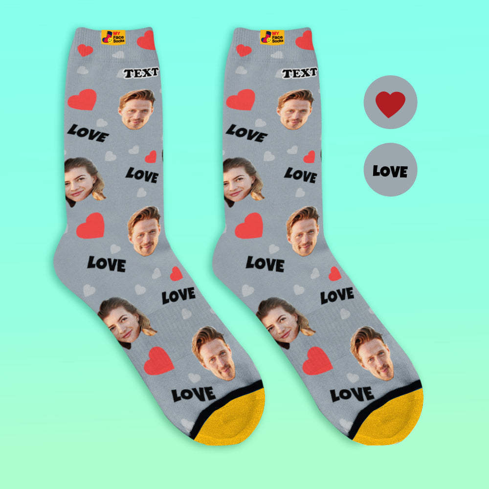 Benutzerdefinierte 3D-Socken mit Digitaldruck Meine Gesichtssocken Fügen Sie Bilder und Namen hinzu - Liebe