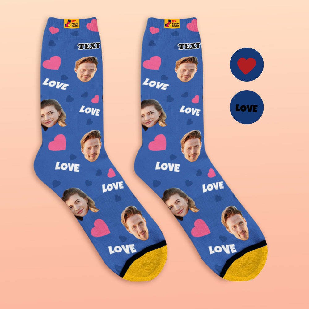 Benutzerdefinierte 3D-Socken mit Digitaldruck Meine Gesichtssocken Fügen Sie Bilder und Namen hinzu - Liebe