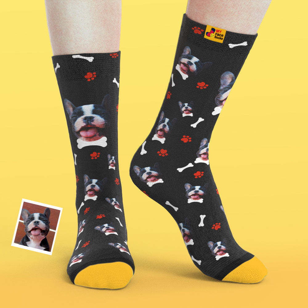 Benutzerdefinierte 3D-Socken mit Digitaldruck Meine Gesichtssocken Fügen Sie Bilder und Namen hinzu - Ich liebe meinen Hund