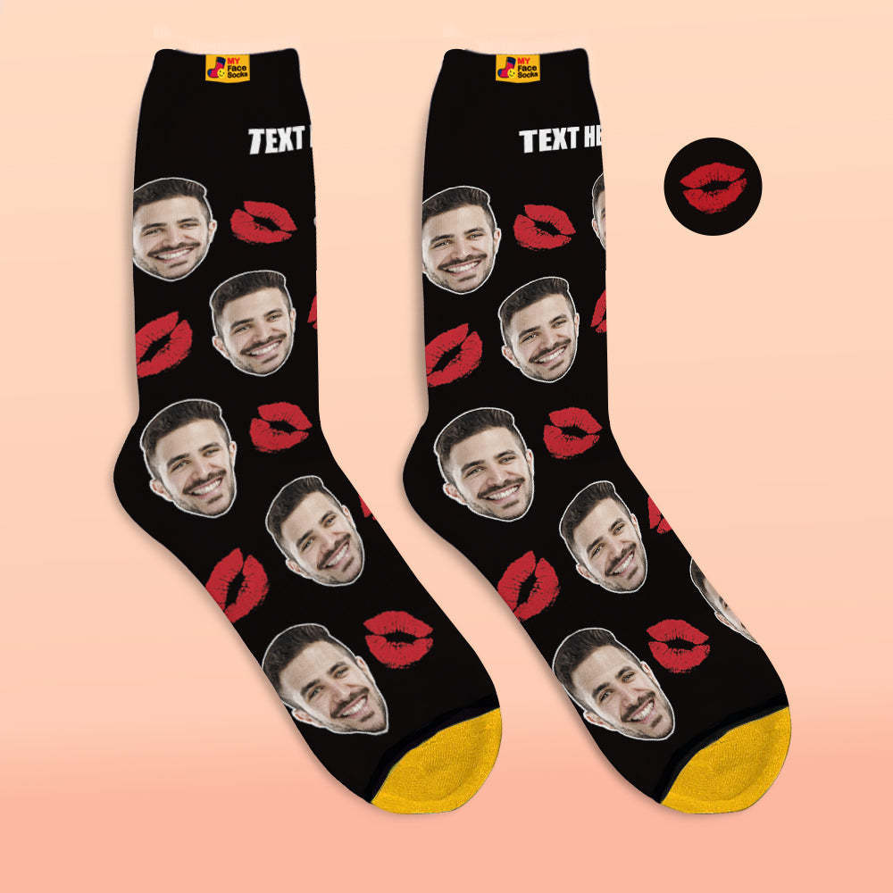 Benutzerdefinierte 3d Digital Gedruckte Socken Personalisierte Socken Fügen Sie Bilder Hinzu Und Nennen Sie Kiss - GesichtSocken