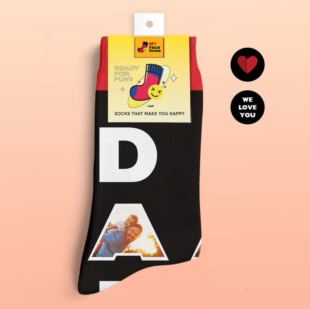 Benutzerdefinierte 3d-digitaldruck-socken We Love You Geschenke Für Papa Socken - GesichtSocken