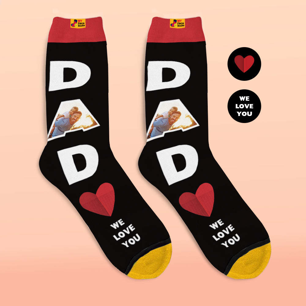 Benutzerdefinierte 3d-digitaldruck-socken We Love You Geschenke Für Papa Socken - GesichtSocken