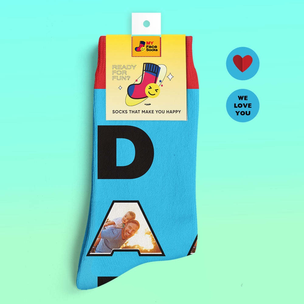 Benutzerdefinierte 3d-digitaldruck-socken We Love You Geschenke Für Papa Socken - GesichtSocken