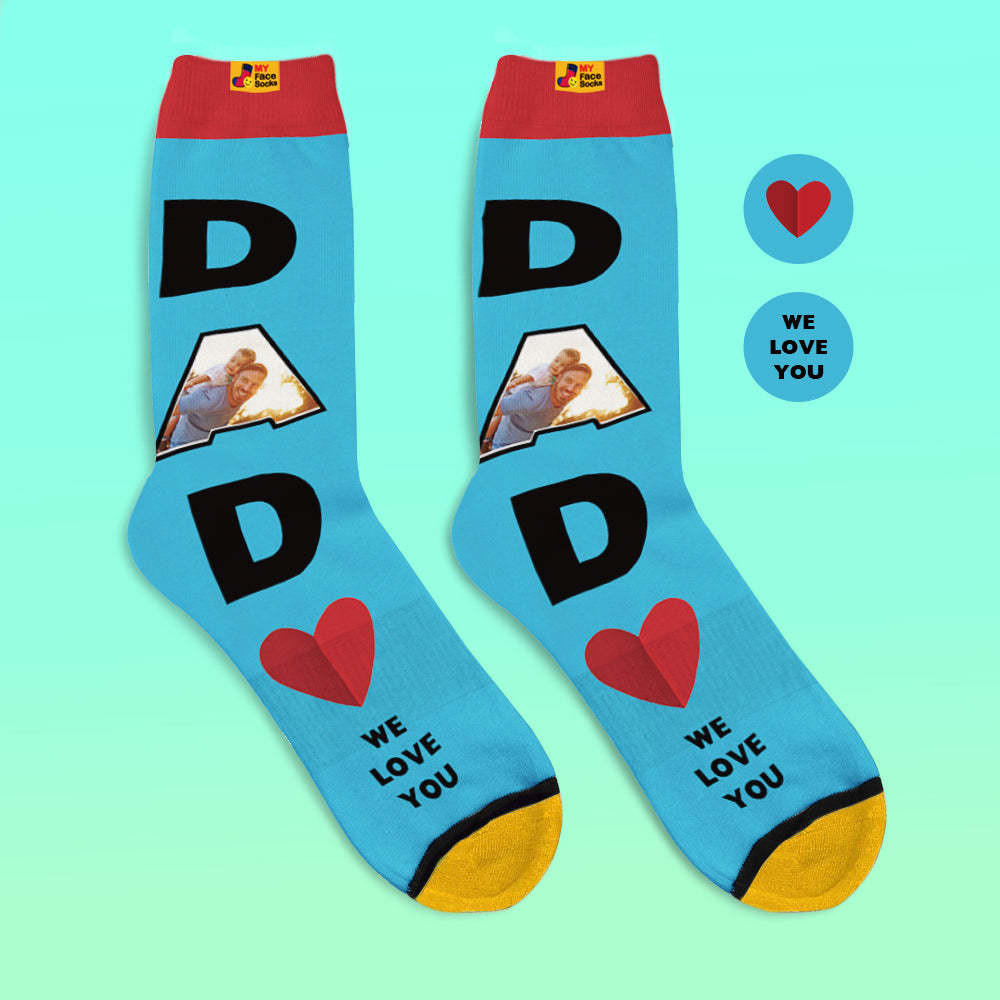 Benutzerdefinierte 3d-digitaldruck-socken We Love You Geschenke Für Papa Socken - GesichtSocken