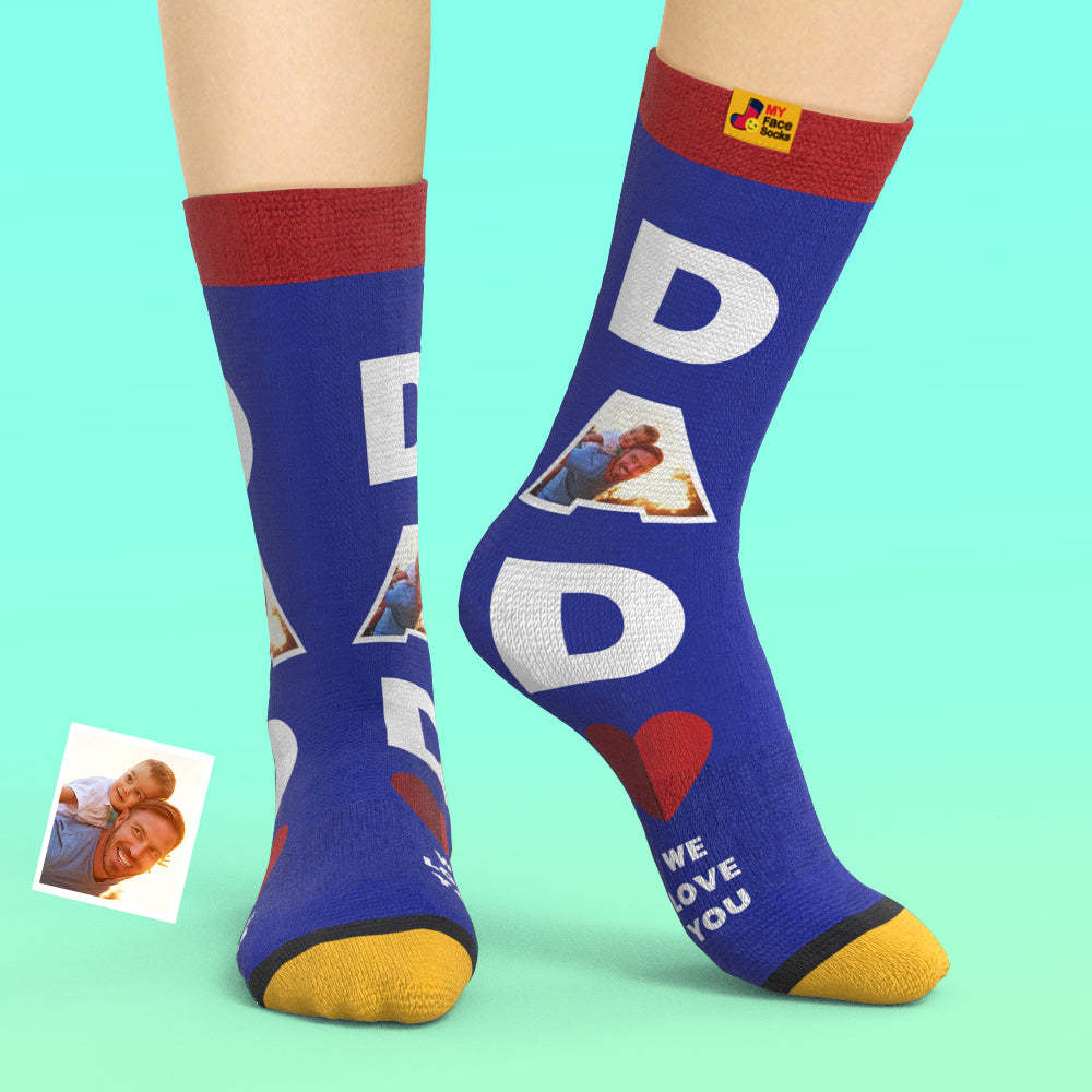 Benutzerdefinierte 3d-digitaldruck-socken We Love You Geschenke Für Papa Socken - GesichtSocken